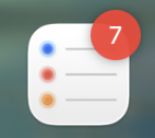 Icono de Reminders con 7 tareas por cumplimentar